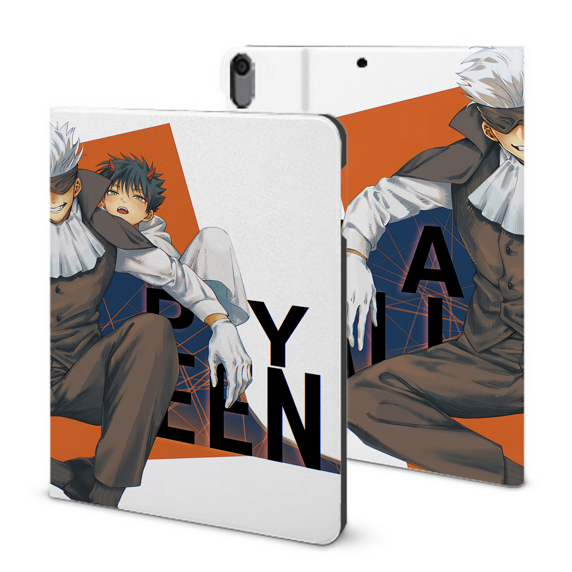（画像用） 呪術廻戦 Jujutsu Kaisen IPad ケース ブック型 PUレザー TPU 耐衝撃 軽量 薄型 ペン収納なし 全面保護 IPad 各モデル対応